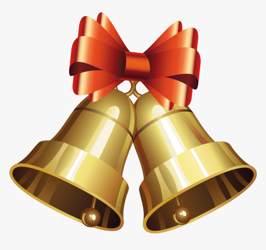 Golden Christmas Bells With Bow Png Image - Golden Bell Transparent Background, Png Download