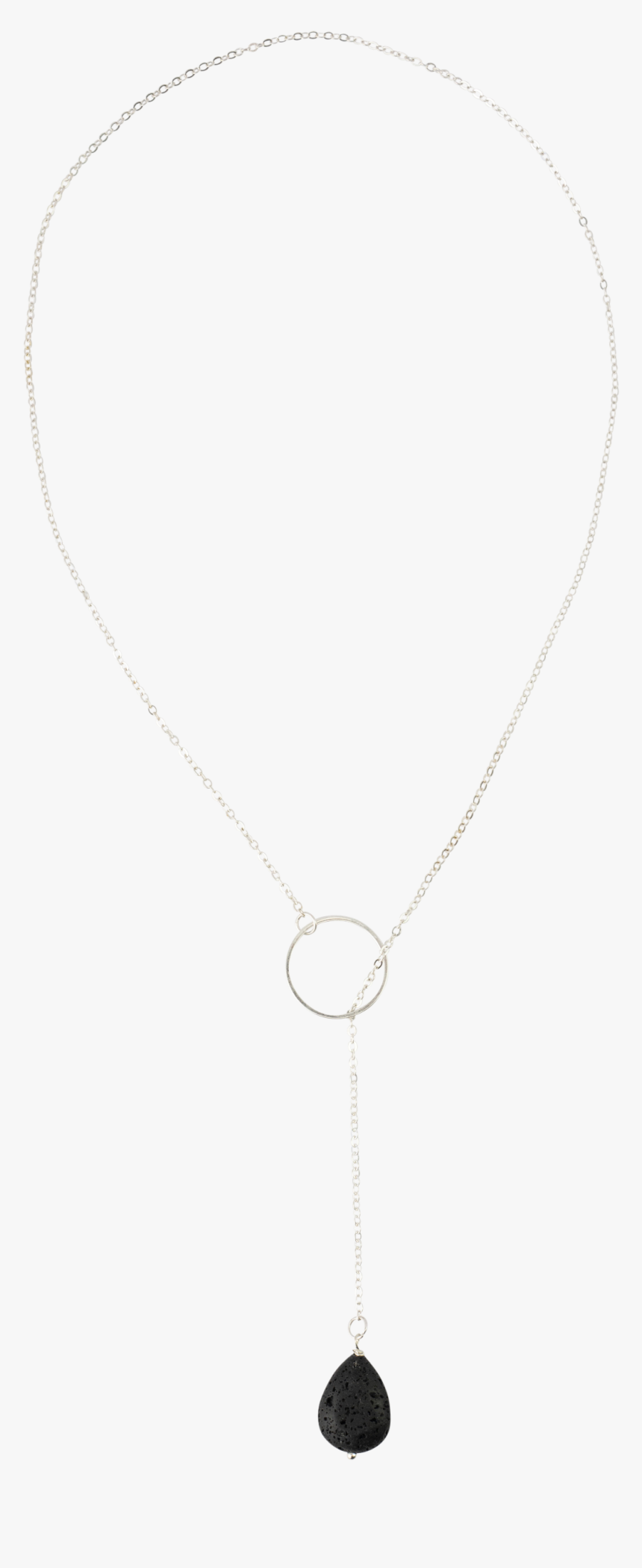 *silver Circle Lava Bead Lariat - Necklace, HD Png Download