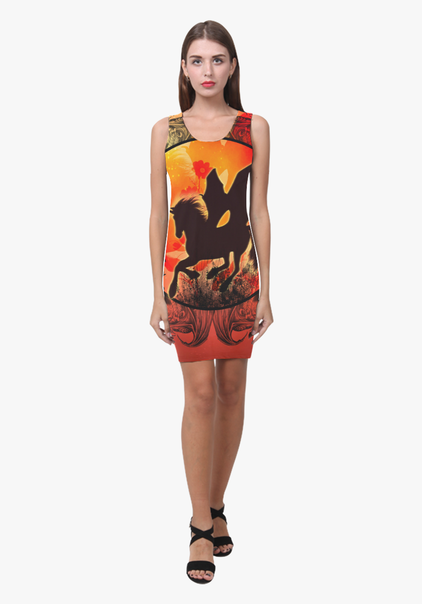 Wonderful Black Unicorn Silhouette Medea Vest Dress - South African Flag Dress, HD Png Download