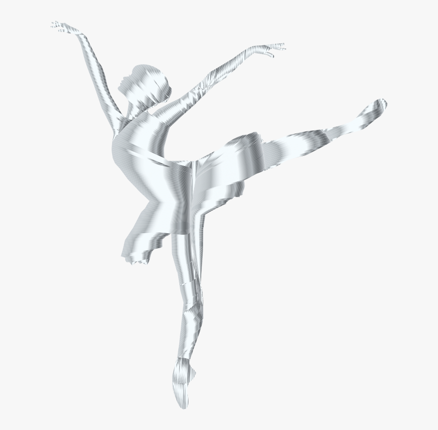 Silver Graceful Ballerina Silhouette No Background - White Dance Silhouette Png, Transparent Png