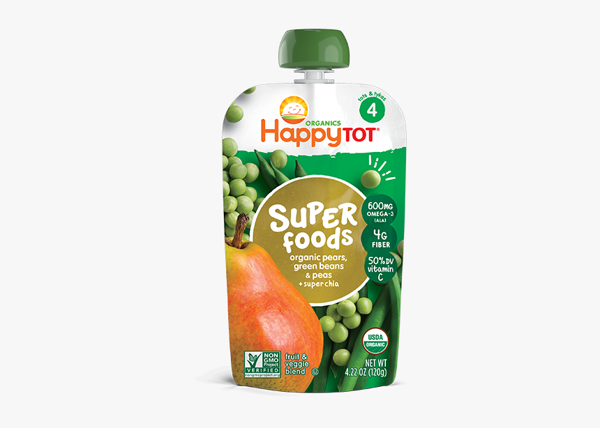 Pears, Green Beans & Peas Super Chia 
 Class Fotorama - Happy Tot Super Food, HD Png Download
