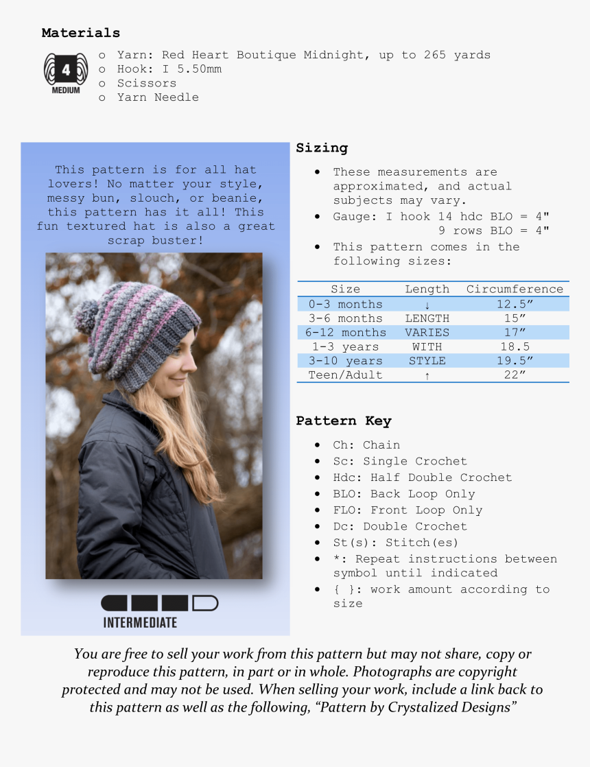 Verity Beanie, Slouch, Or Messy Bun Free Crochet Pattern - Beanie, HD Png Download