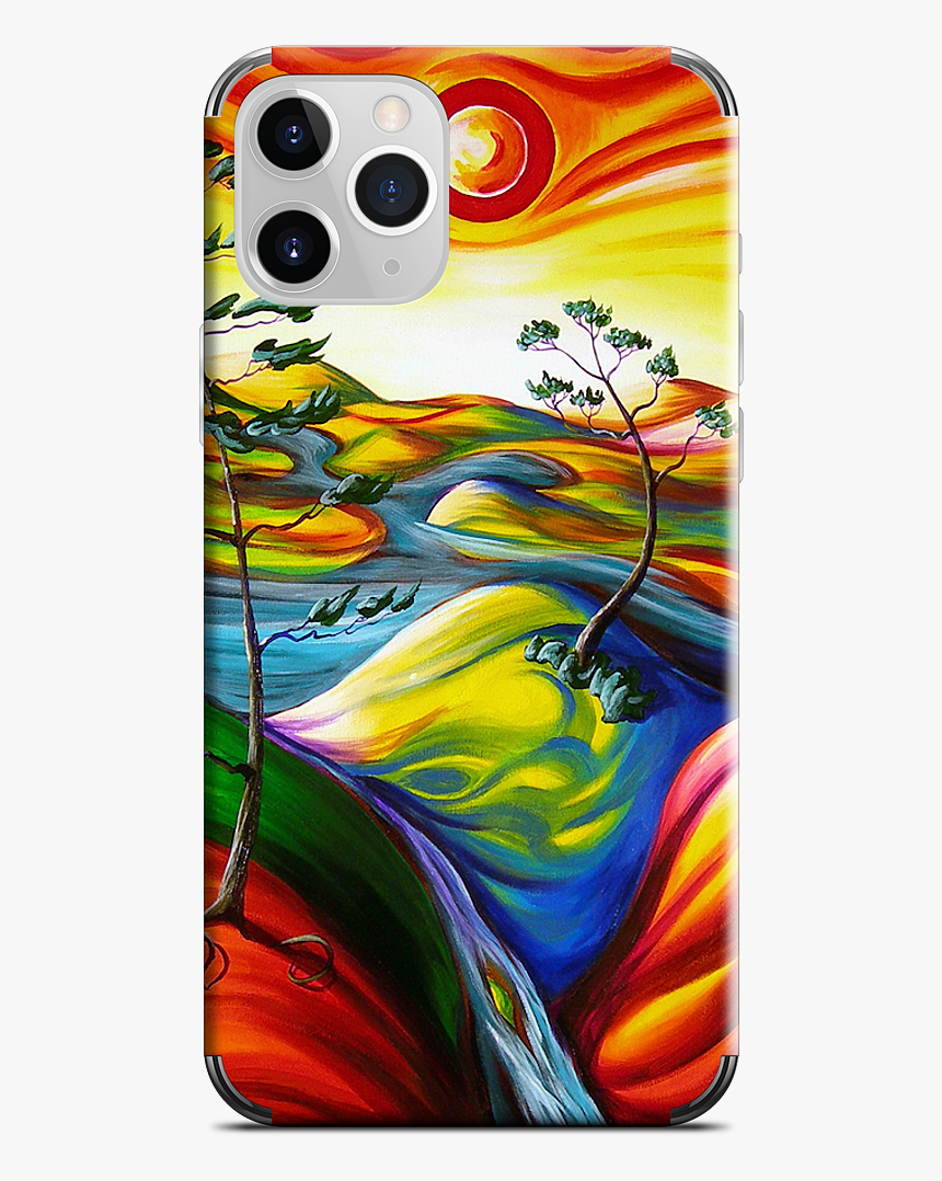 Summer Oasis Iphone Skin 
 Data Mfp Src //cdn - Painting Of Flowers Swaying In The Wind, HD Png Download