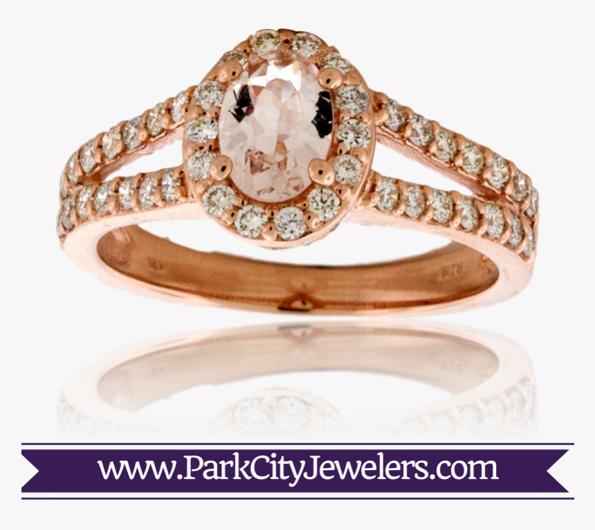 Morganite Oval And Round Diamond Rose Gold Ring - Double Diamond Huggie Earrings, HD Png Download