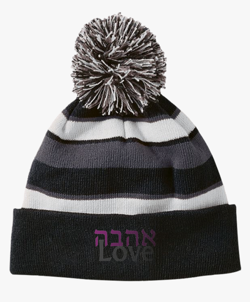 Ahavah Love Embroidered אהבה Striped Beanie Hat With - Hockey Hats Winter, HD Png Download