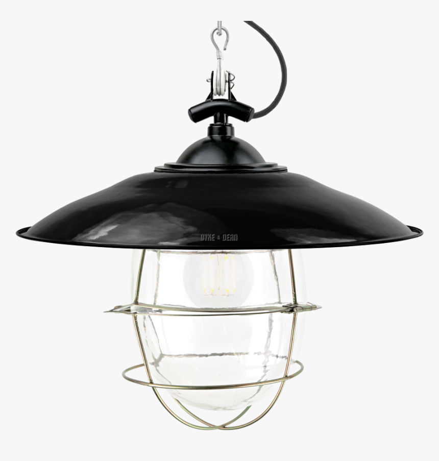 Black Enamel Shaded Bell Jar Light Brass Cage - Ceiling Fixture, HD Png Download
