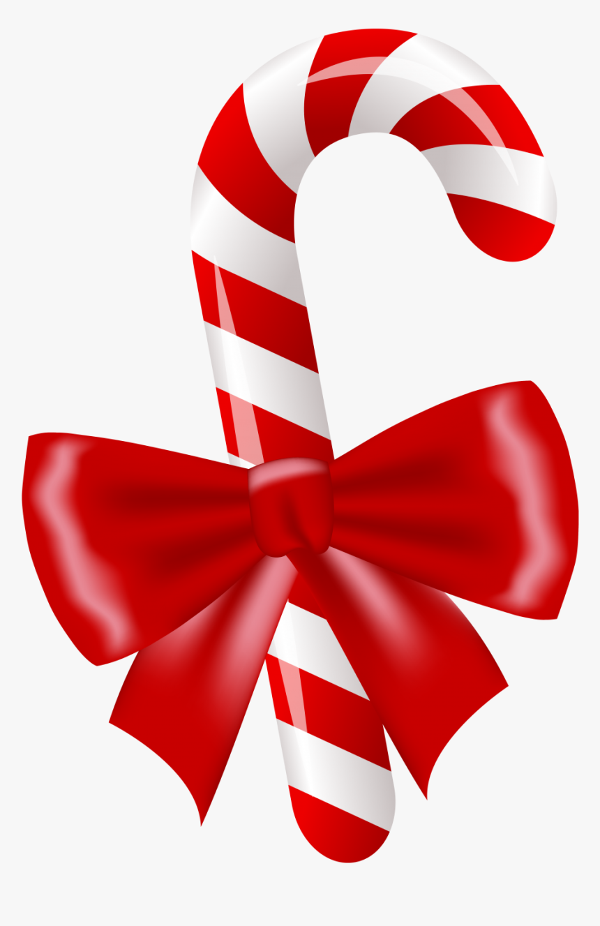 Christmas Candy Stick With Bow Png Image - Christmas Candy Cane Clipart Png, Transparent Png