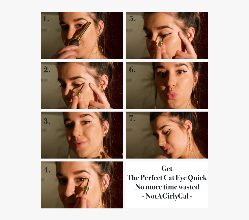 How To Get The Perfect Cat Eye Not A Girly Gal - Collage, HD Png Download