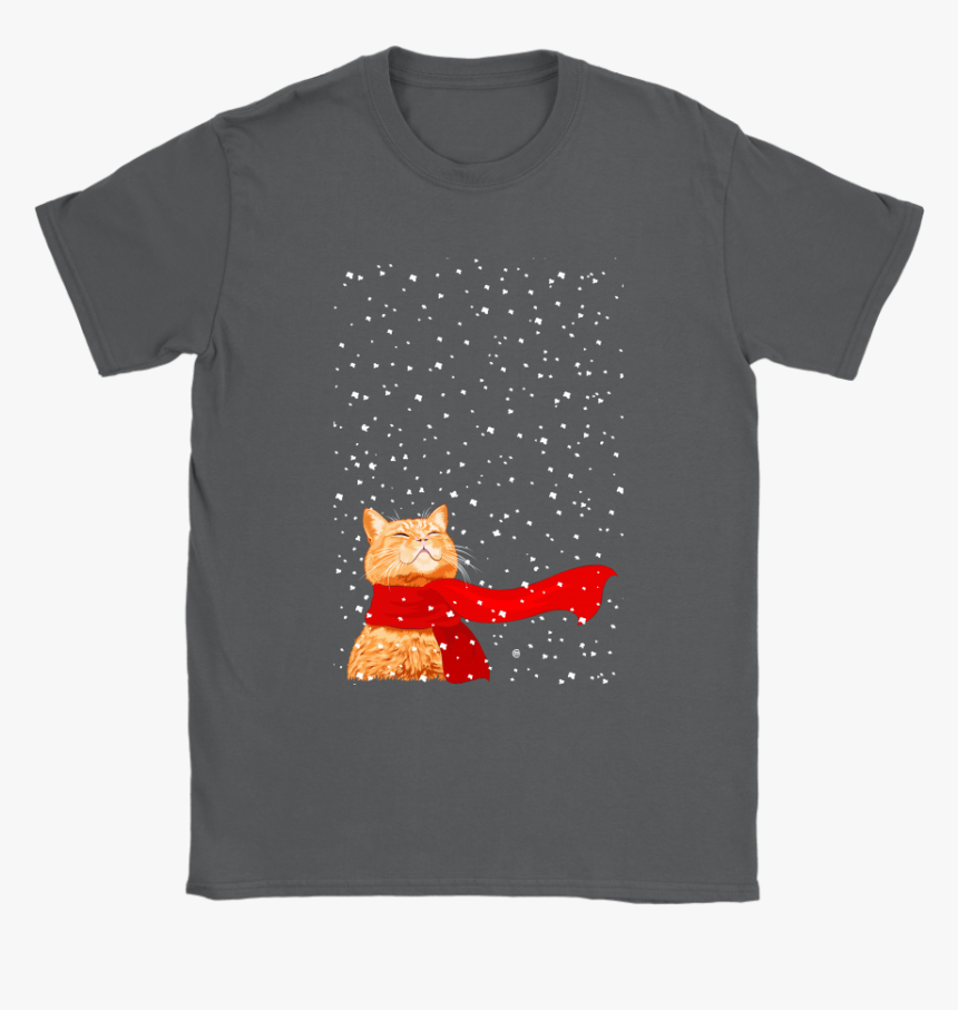 Merry Christmas Cat With Red Scarf Shirts - Nfl, HD Png Download