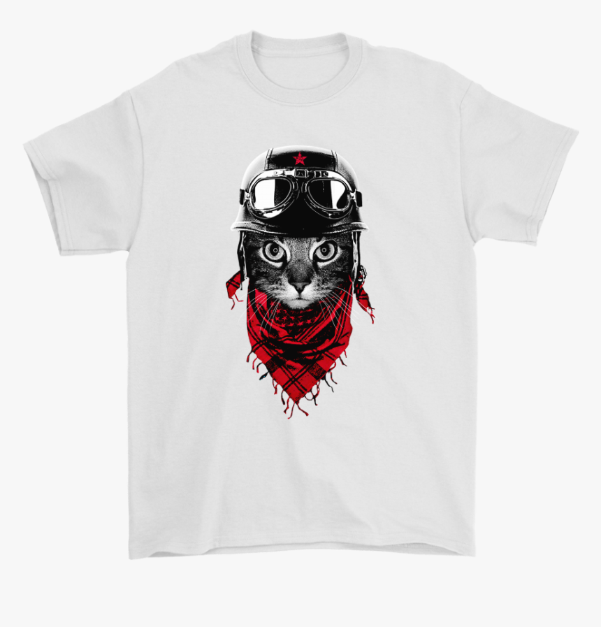Cat With Red Scarf And Biker Helmet Biker Cat Style - Demon, HD Png Download