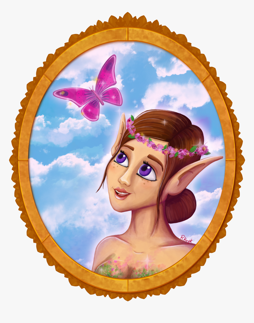 The Elf And The Pink Butterfly~ - Cartoon, HD Png Download