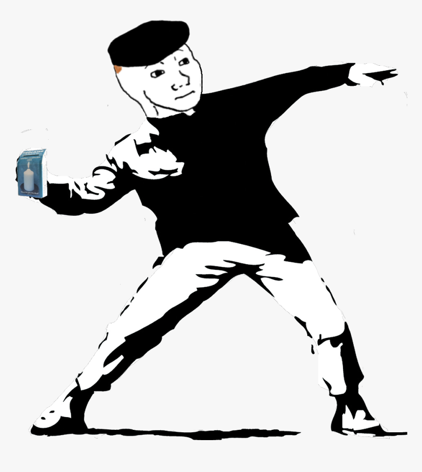 194 Kb Png - Banksy Throwing Flowers Print, Transparent Png