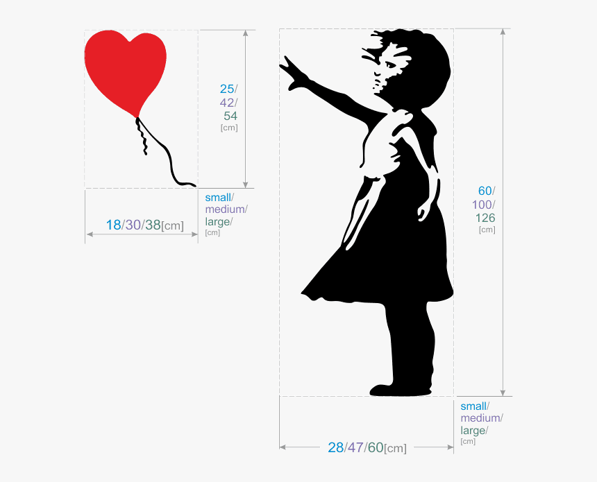 - Banksy Balloon Girl Wall Sticker , Png Download - Banksy Girl With Balloon Silhouette, Transparent Png