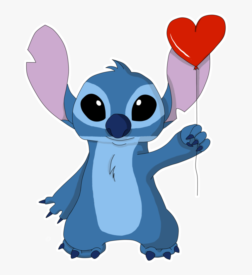 Stitch Holding Heart Balloon, HD Png Download
