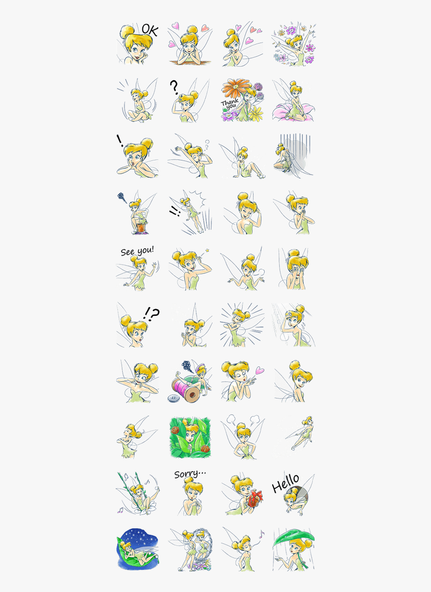 Tinker Bell - Tinker Bell Line Sticker, HD Png Download