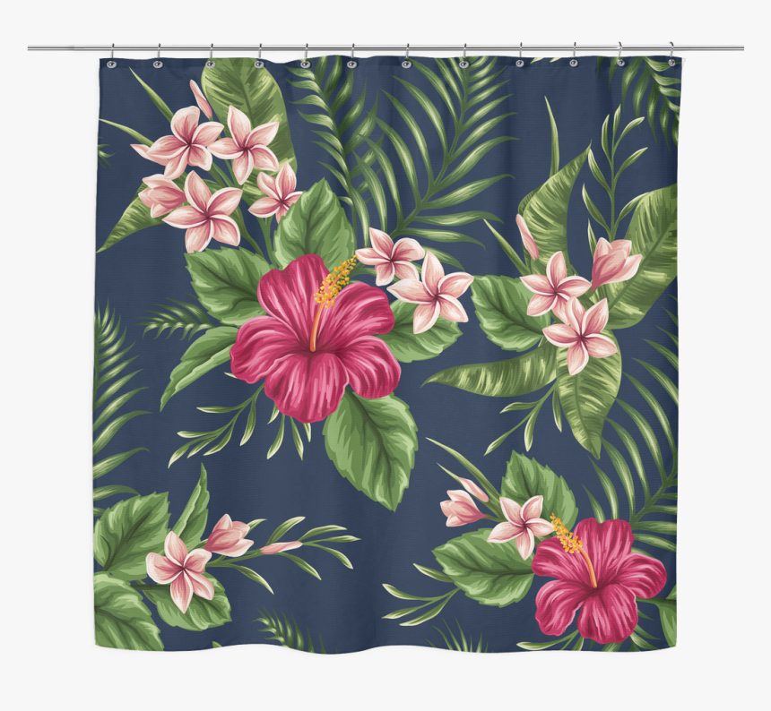 Tropical Floral Pattern Plumeria Hibiscus Flowers, HD Png Download
