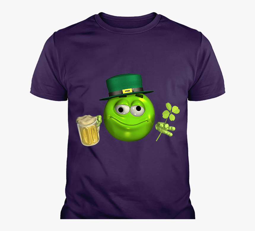 Leprechaun Emoticon Emoji With Beer Custom T-shirt, - Cartoon, HD Png Download