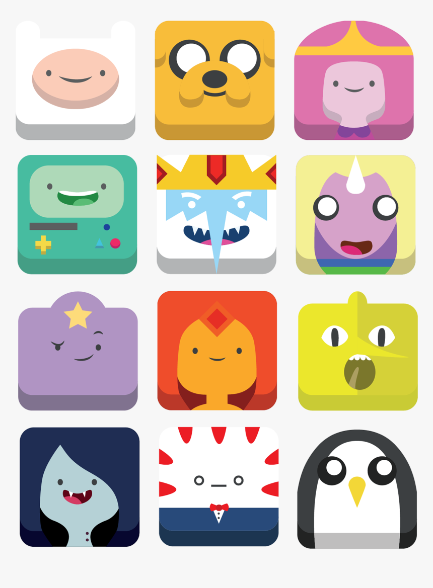 Adventure Time Icons By Nicholas Olsen - Adventure Time Characters Heads, HD Png Download