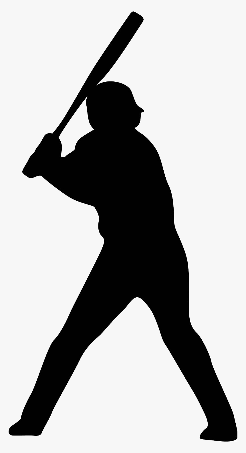 Baseball Player Batter Softball Clip Art - Baseball Player Silhouette, HD Png Download