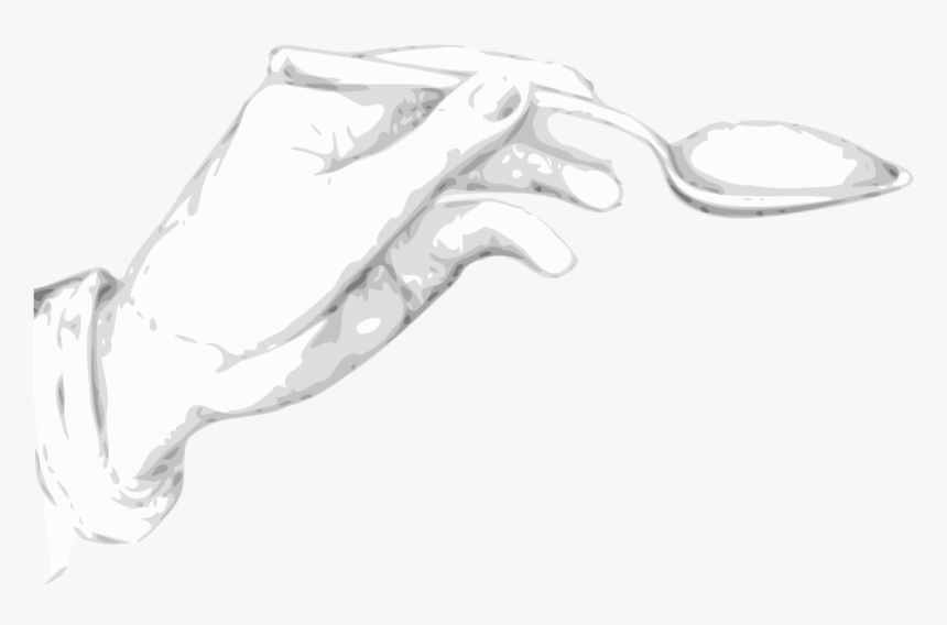 Monochrome - Hand Holding Spoon Drawing, HD Png Download