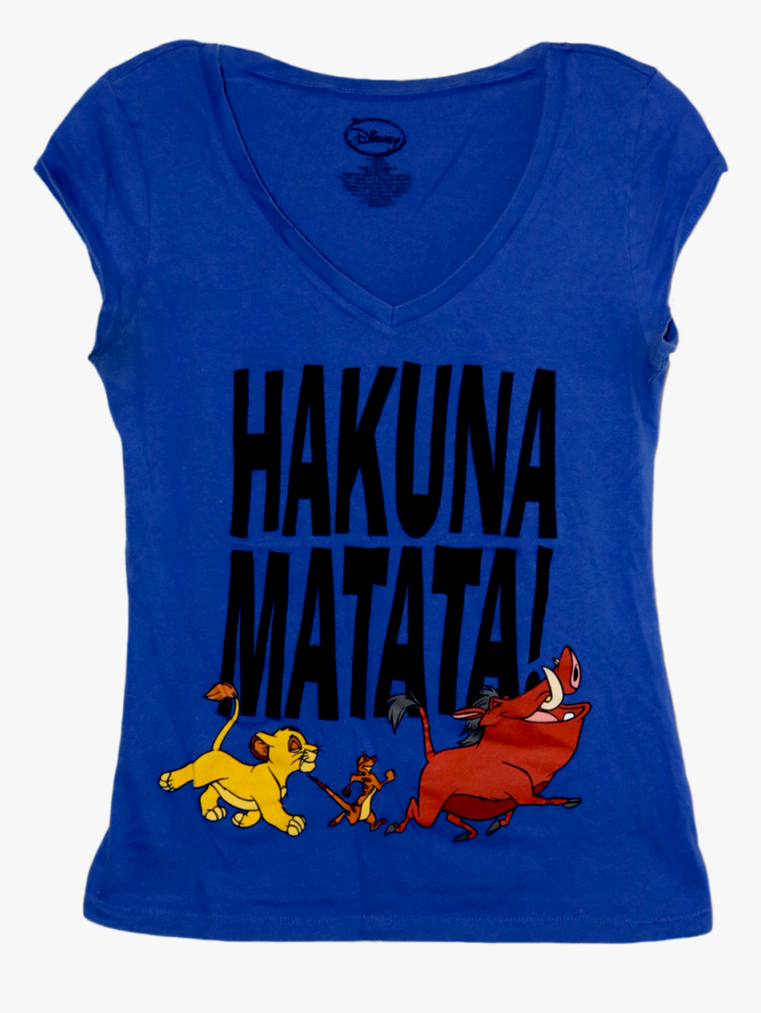 A Blue V Neck T Shirt With Simba, Timon, And Pumbaa - Active Shirt, HD Png Download