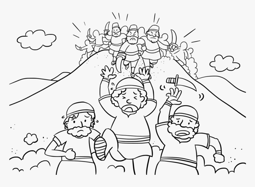 Emotion,art,text - David And The Amalekites Coloring, HD Png Download