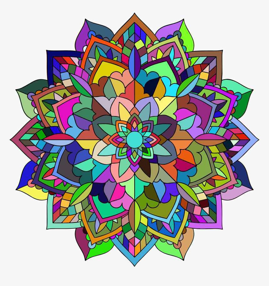 Prismatic Floral Mandala Line Art Icons Png, Transparent Png