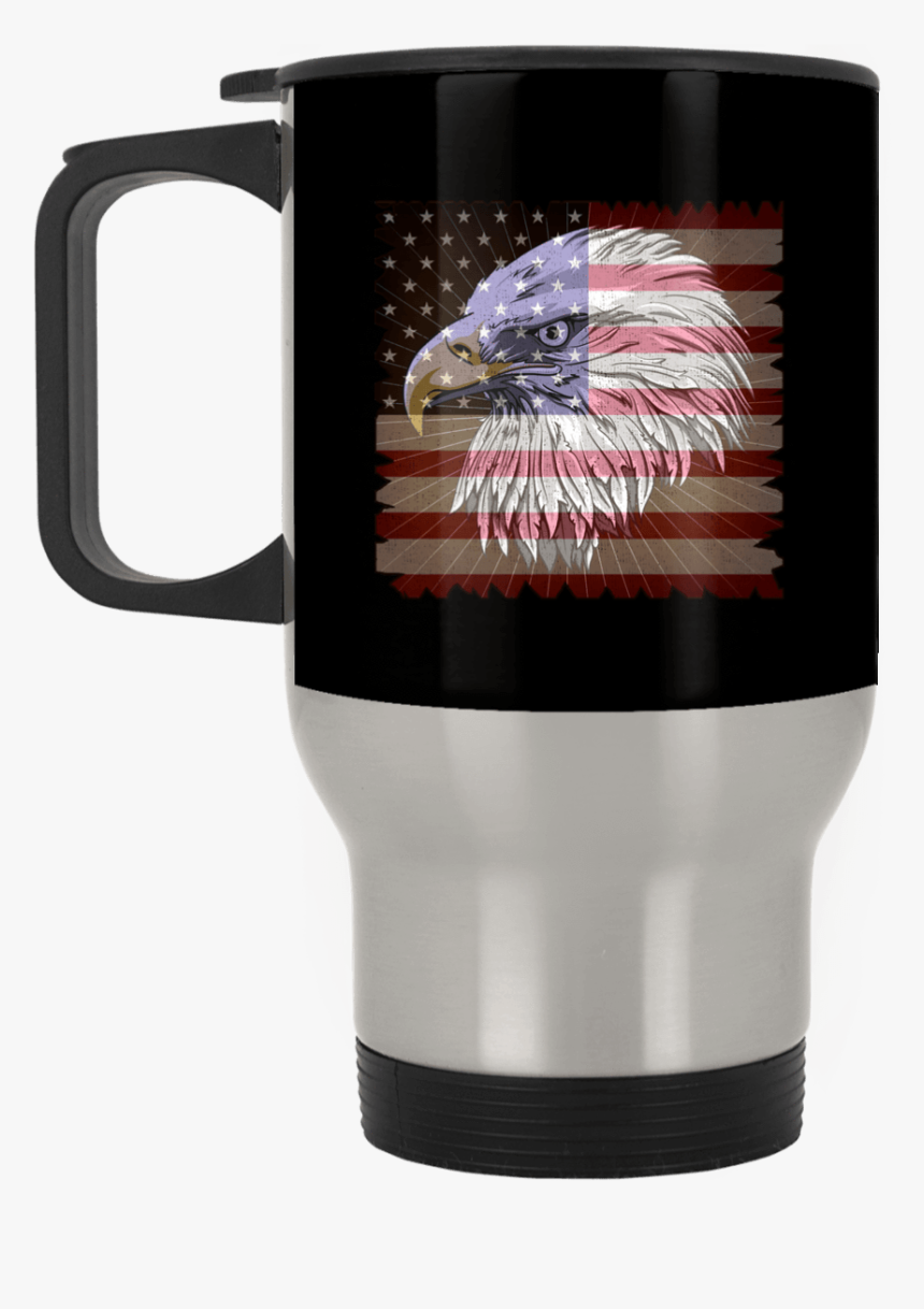 American Flag Eagle Silver Stainless Travel Mug - Mug, HD Png Download