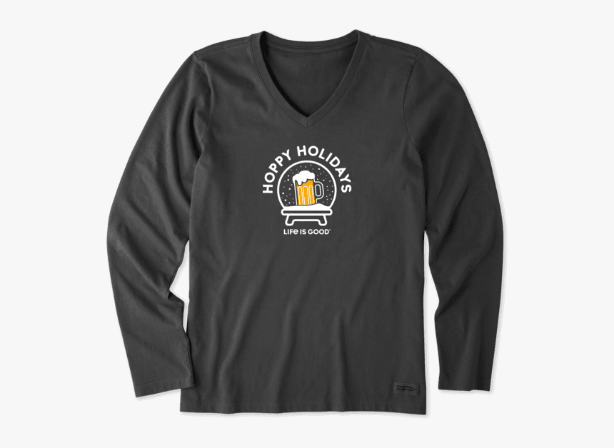 Women S Hoppy Holidays Snow Globe Long Sleeve Crusher - Womens Thanksgiving Shirts Funny, HD Png Download