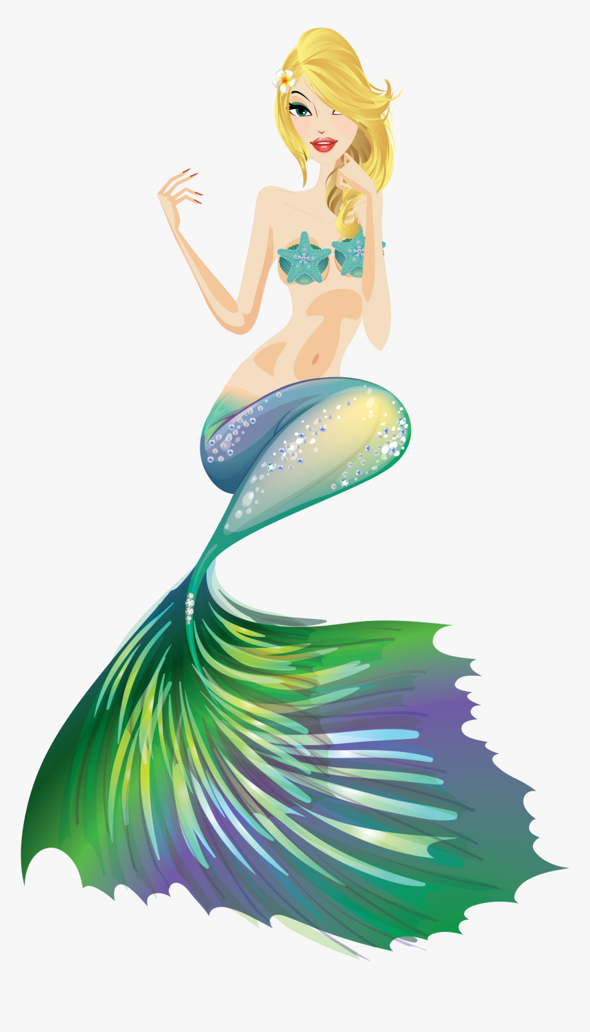 Transparent Mermaid Clipart Free - Goldfish Mermaid, HD Png Download
