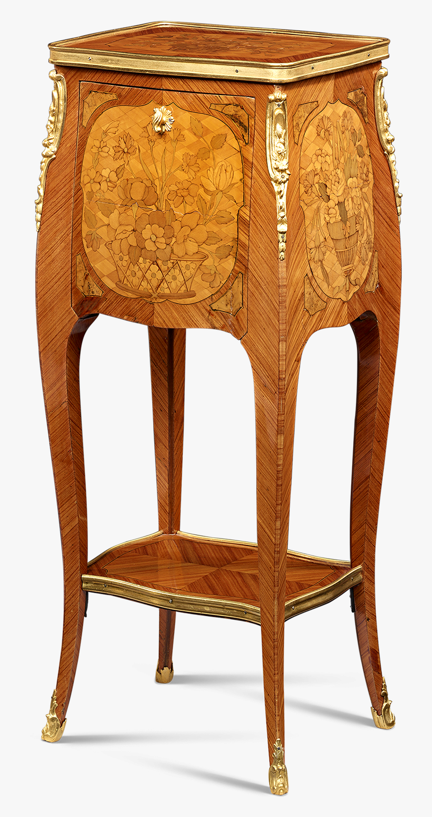 French Louis Xvi Floral Marquetry Side Table - End Table, HD Png Download