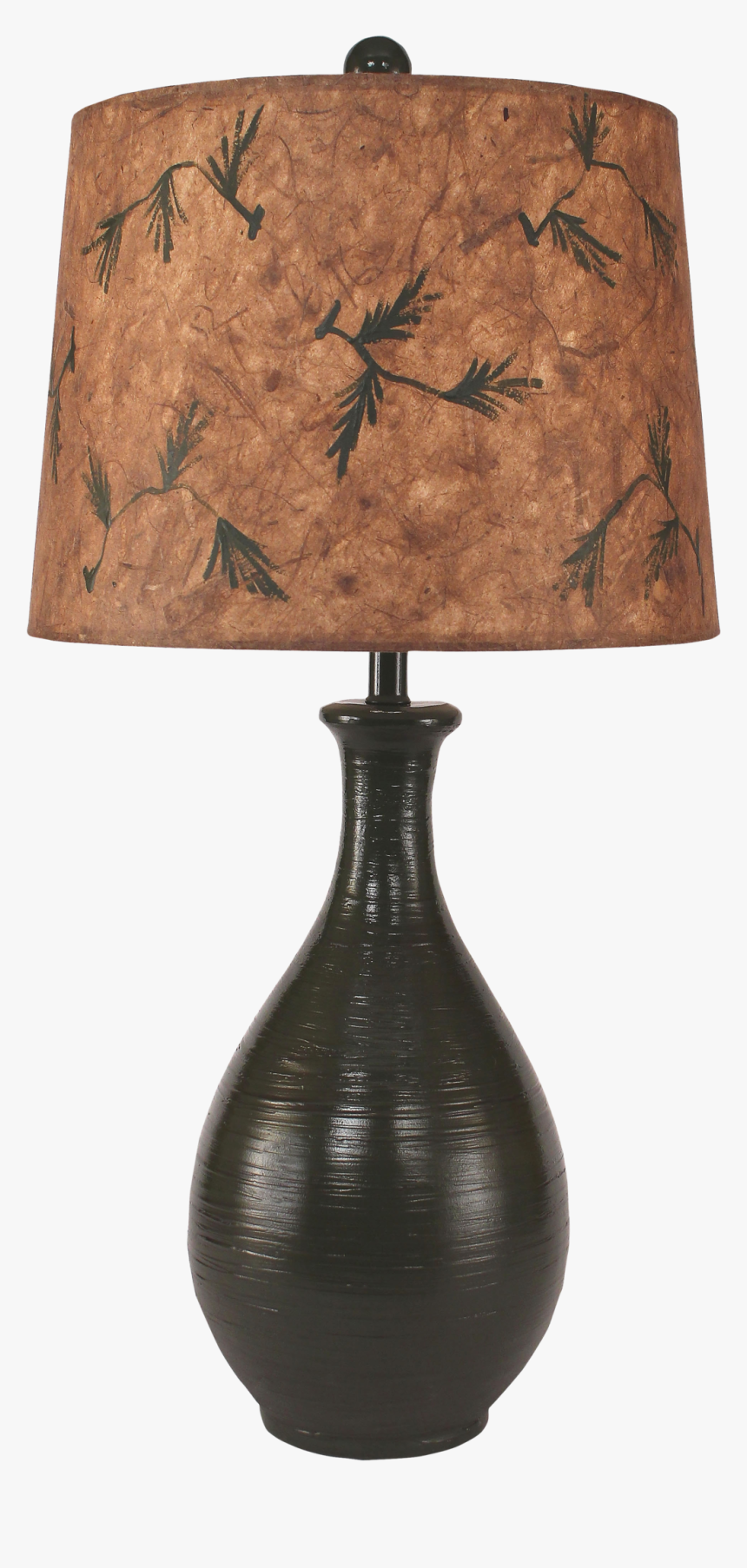 Avacado Ridged Tear Drop Table Lamp W/ Pine Branch - Lampshade, HD Png Download