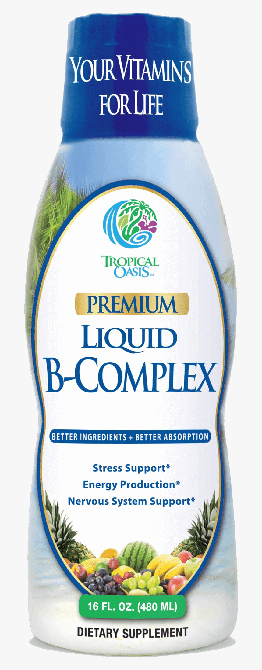 Tropical Oasis Premium Liquid B-complex - Liquid Vitamins For Adults, HD Png Download