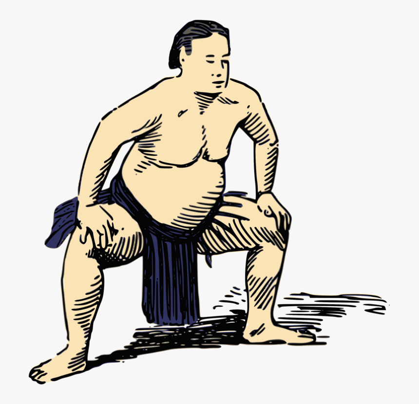 Standing,human Behavior,muscle - Sumo Wrestlers Soup Drawing, HD Png Download