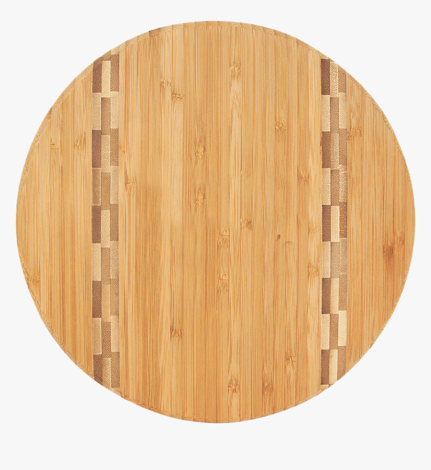 Round Bamboo Cutting Board With Butcher Block Inlay - Cutting Board, HD Png Download