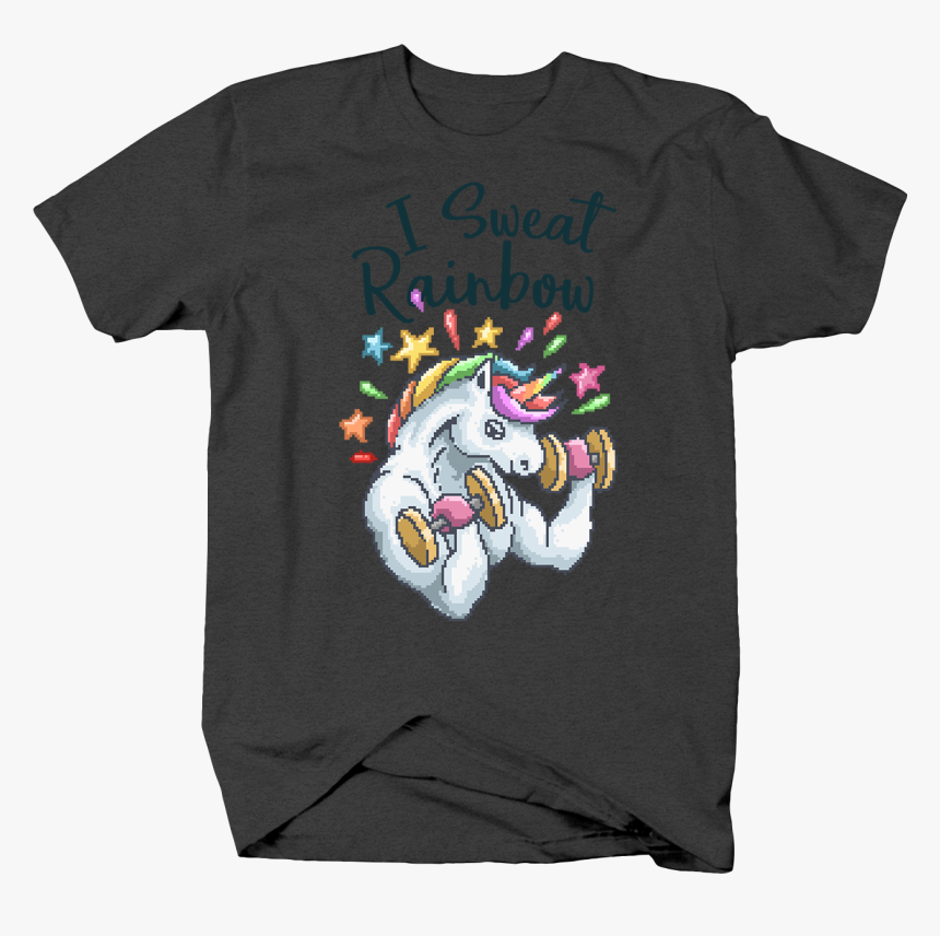 I Sweat Rainbow Unicorn Lifting Weights Fitness Pixel, HD Png Download