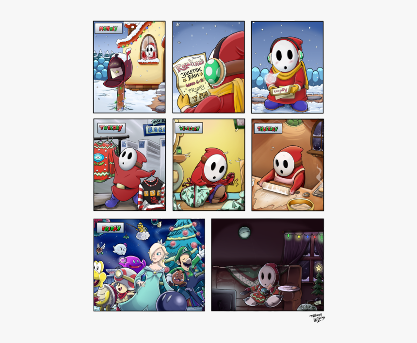 A Shy Guy Christmas 
art By Tricksywizard - Mario Shy Guy Comic, HD Png Download