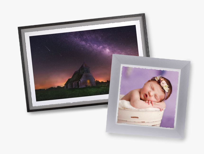 2 Framed Fine Art Deckled Edge Prints Of A Baby Girl, - Picture Frame, HD Png Download