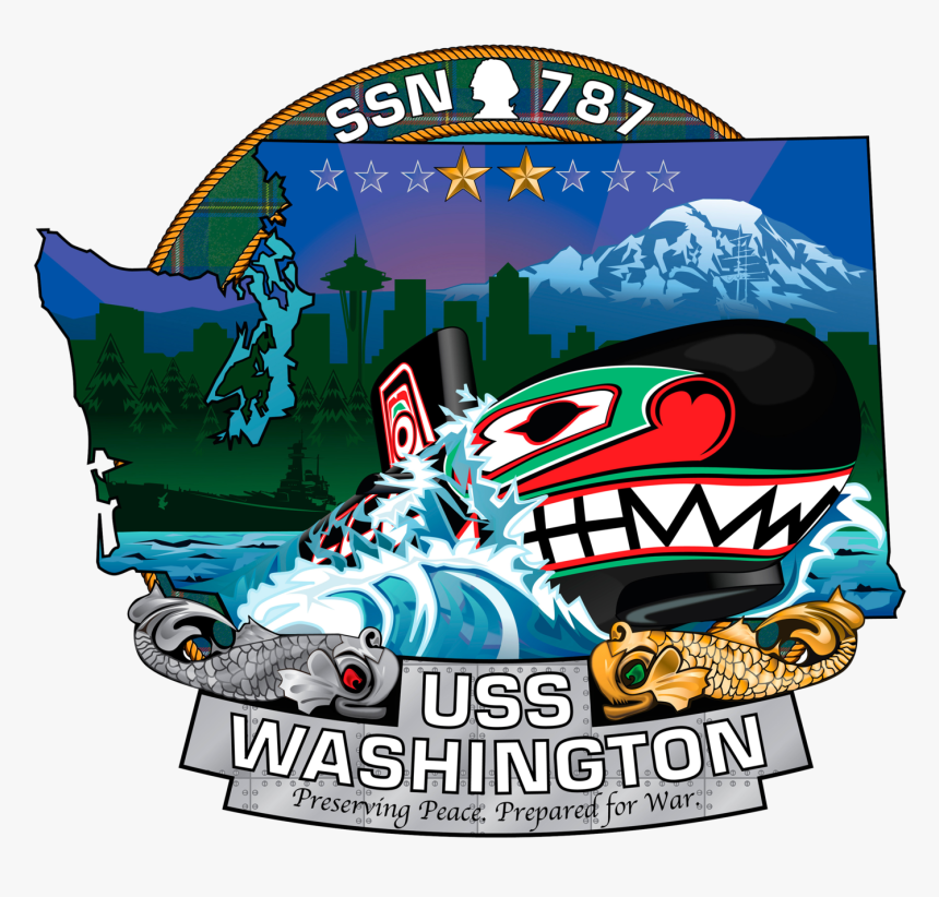 The Ship S Crest Of The Virginia-class Attack Submarine - Uss Washington Ssn 787, HD Png Download