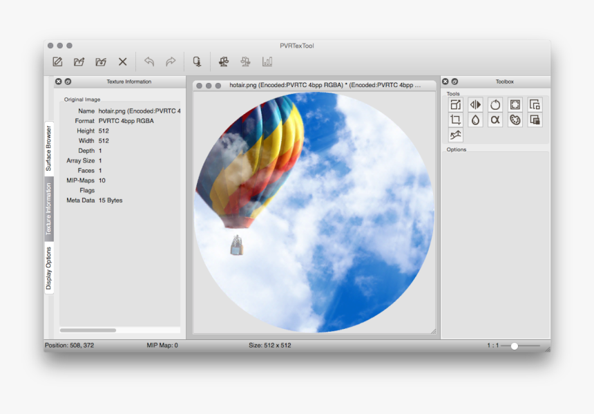 The Pvrtextoolgui From Imagination Technologies Allows - Hot Air Balloon, HD Png Download