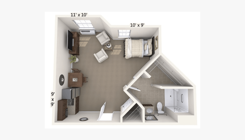 Studio Floorplan - Floor Plan, HD Png Download