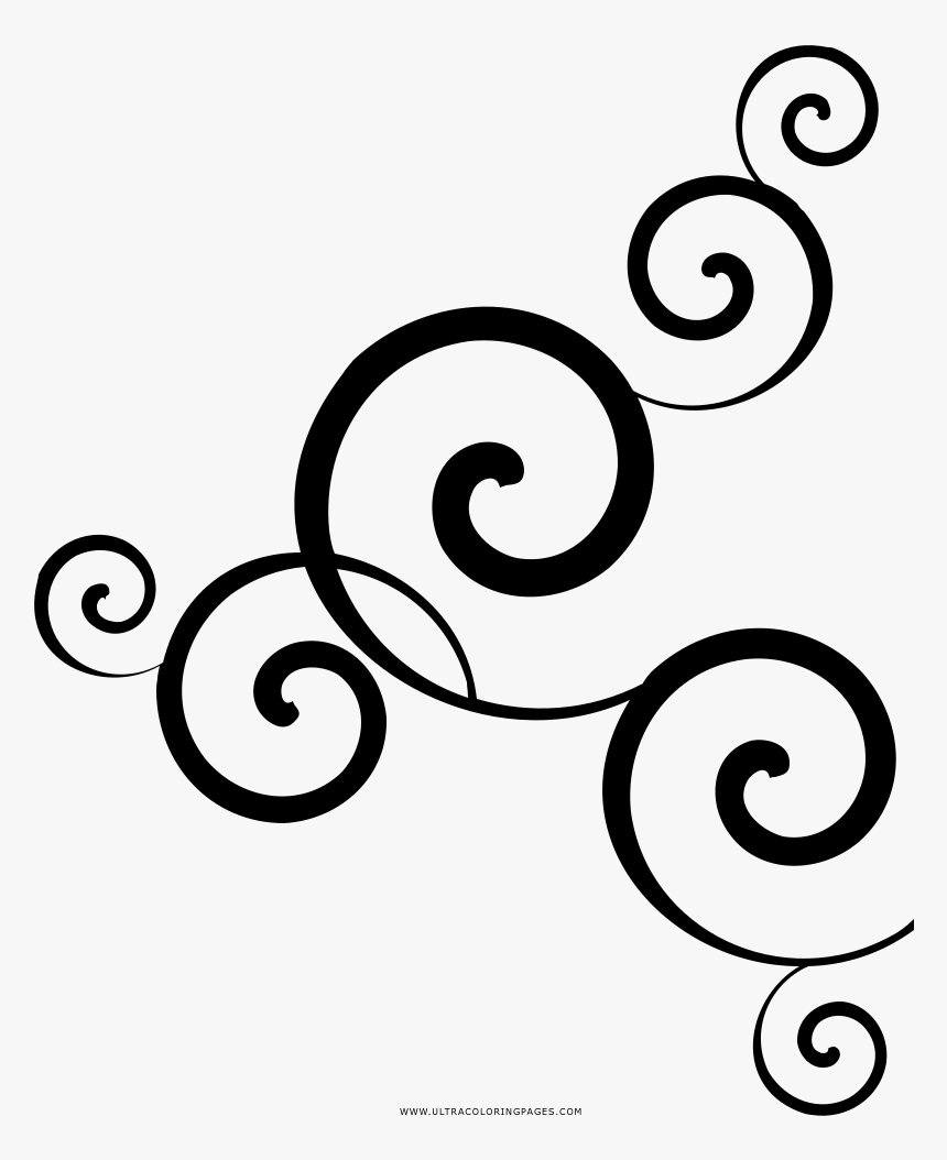Flourish Curl Coloring Page - Line Art, HD Png Download