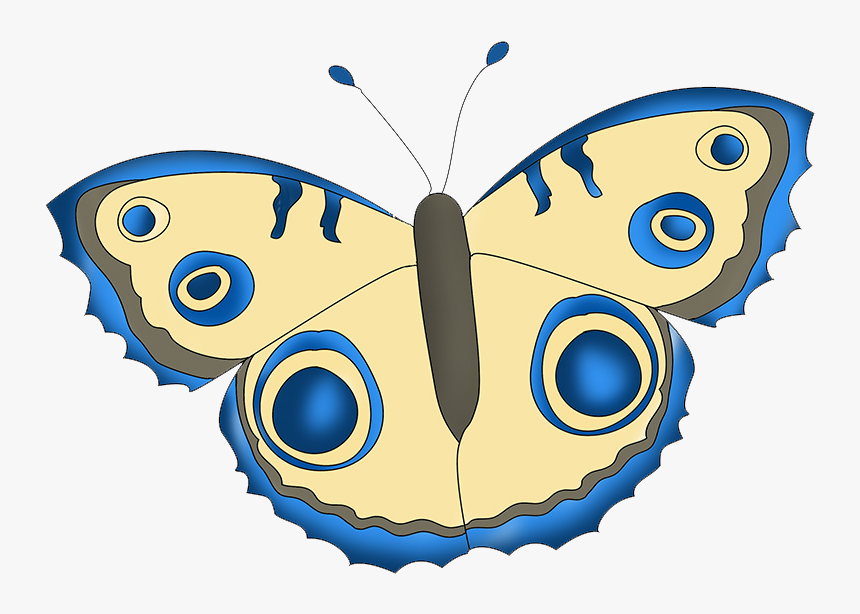 Blue And Beige Butterfly Drawing - Aglais Io, HD Png Download