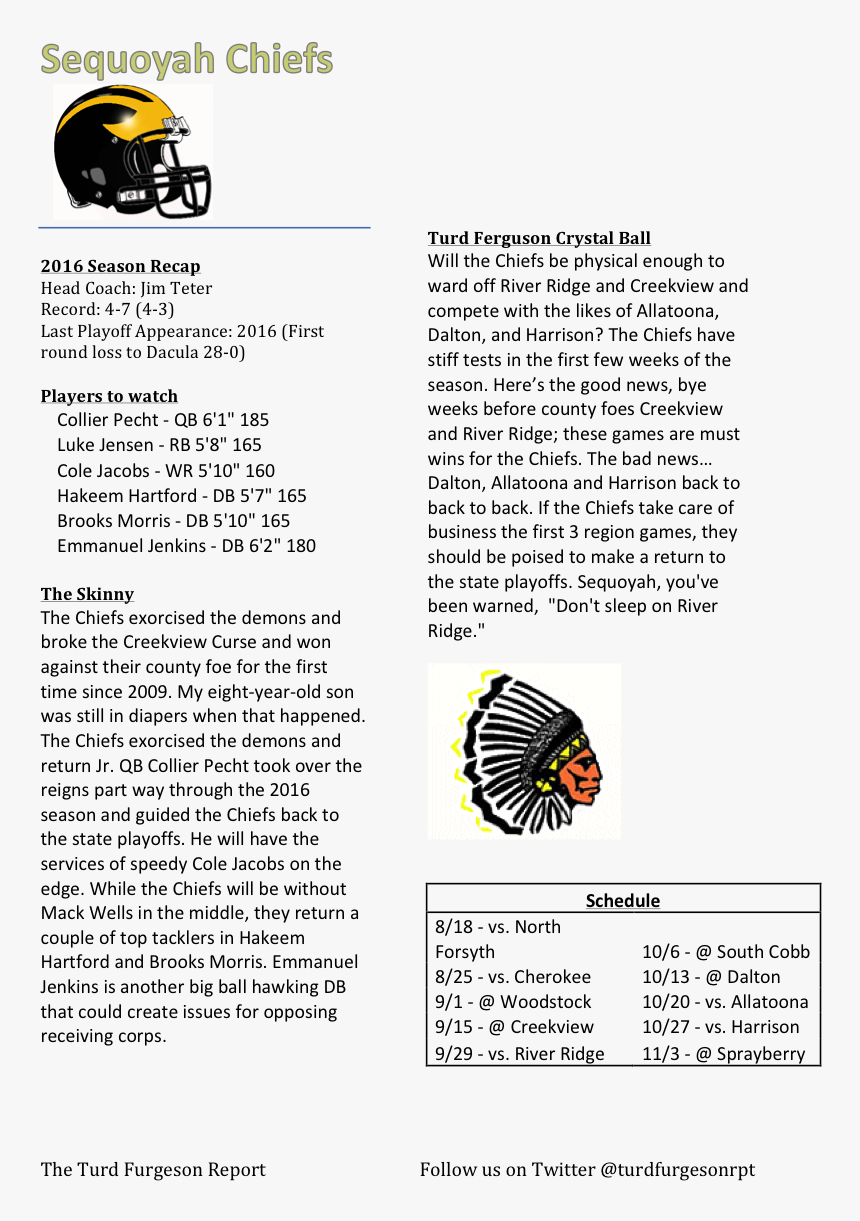 Sequoyah Chiefs Preview - Sequoyah High School, HD Png Download