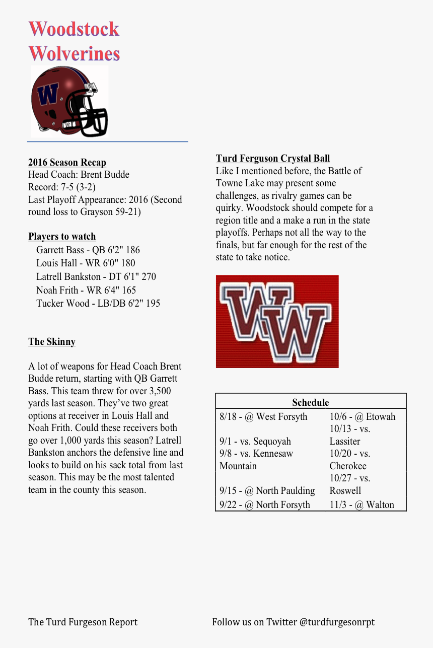 Woodstock Wolverines Preview - Greater Atlanta Christian School, HD Png Download