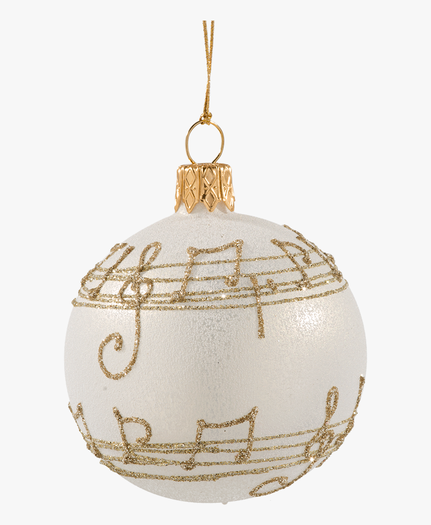 Glass Bauble Cream Colored With Musical Notes, 6 Cm - Note De Musique Noel, HD Png Download