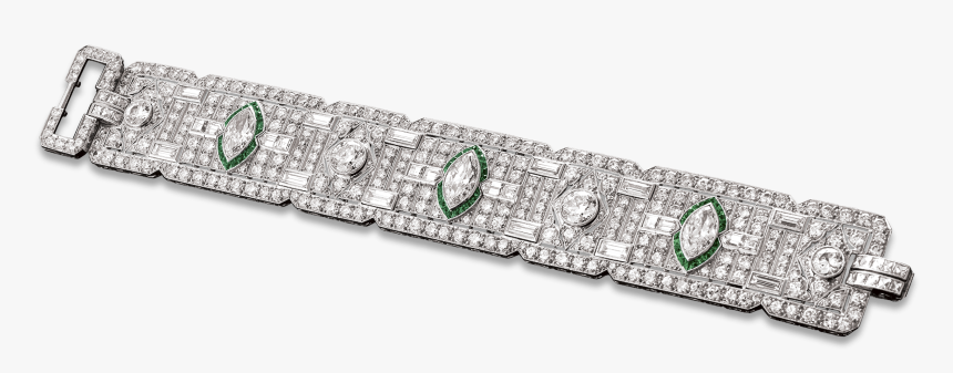 Art Deco Diamond And Emerald Bracelet - Bling-bling, HD Png Download