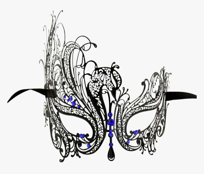 Black Series Swan Metal Filigree Laser Cut Womens Masquerade - Dark Green Masquerade Masks, HD Png Download