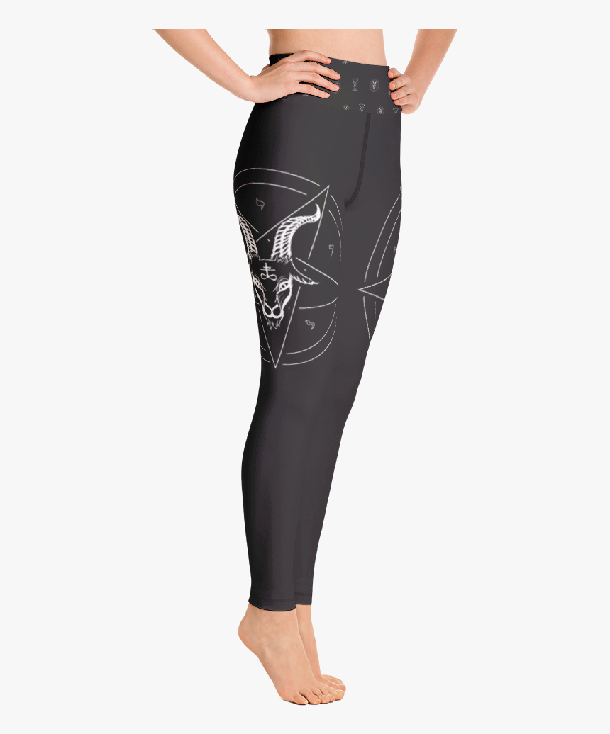 Baphomet Satanic Pentagram Yoga Leggings With Sigil - Skull Yoga Pants, HD Png Download