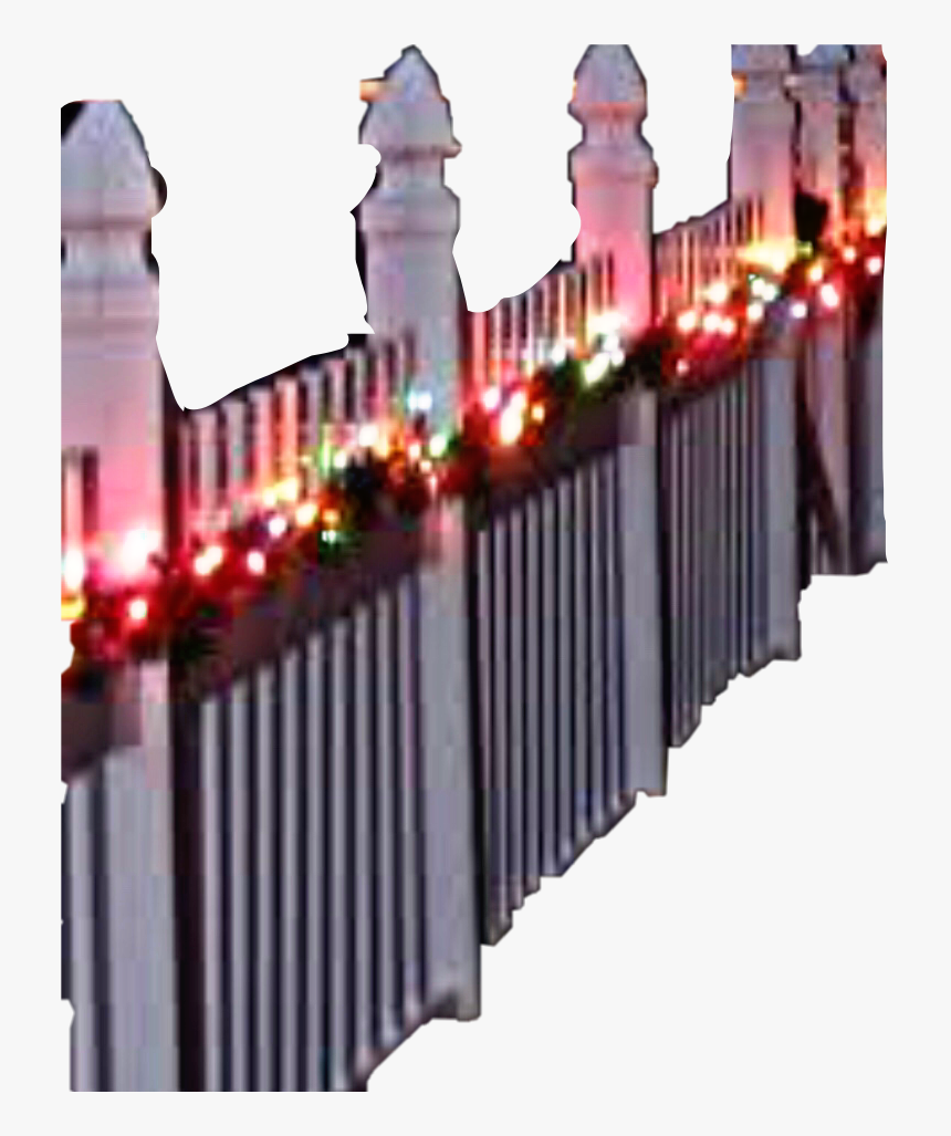 #fence #picketfence #white #christmaslights #lights - Picket Fence, HD Png Download